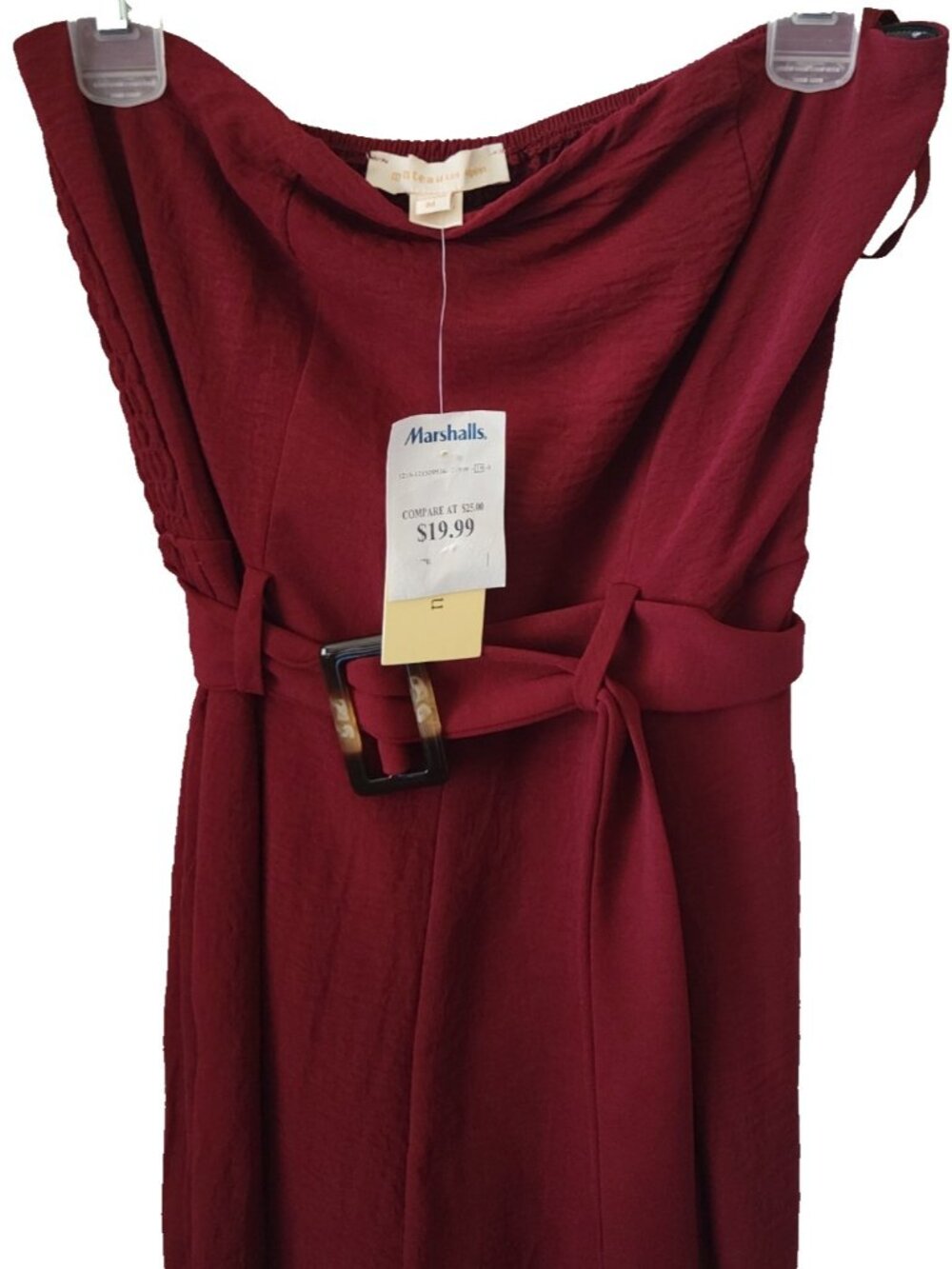 NEW Monteau Los Angeles Strapless Tube Jumpsuit Med. crepe bandeau burgundy chic - Picture 12 of 15